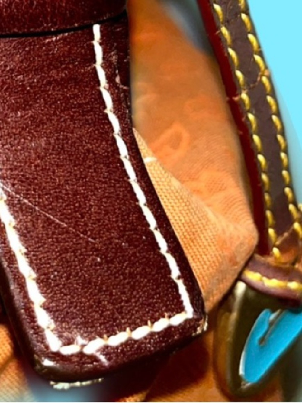 LOW START Vintage Dooney and Bourke Orange Jacquard & Leather w/ Blue Duck - Picture 6 of 6